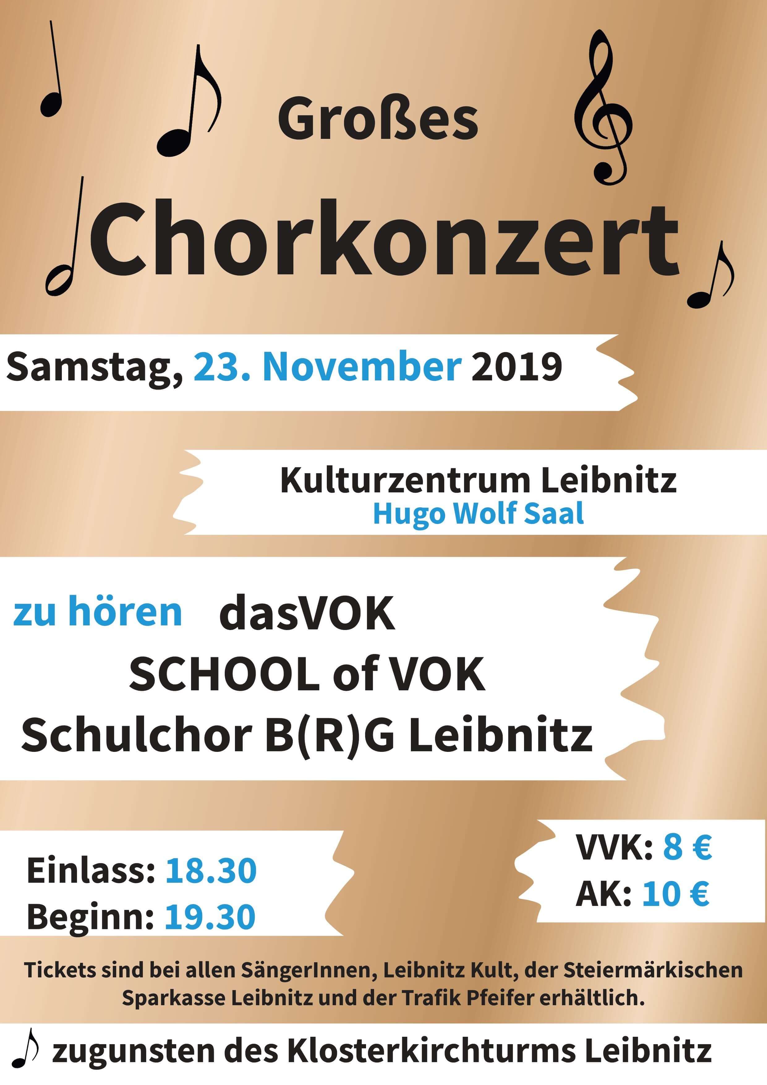 Großes Chorkonzert zugunsten des Klosterkirchturms Leibnitz